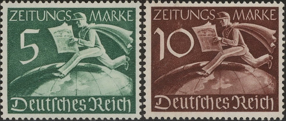 Stamp Germany Mi 738-9Z Sc P1-2 1939 WW2 Foreign Newspaper Messenger Globe MNH