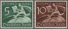 Stamp Germany Mi 738-9Z Sc P1-2 1939 WW2 Foreign Newspaper Messenger Globe MNH