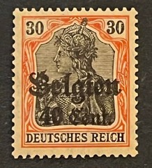 Travelstamps: Germany Offices in Belgium Stamps WWII, 30pf w/ 40c OP MOGH Wmk