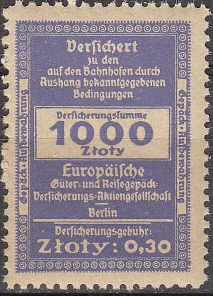 Stamp Germany Poland General Gov’t Revenue WW2 War Package Tax 1000 MNH
