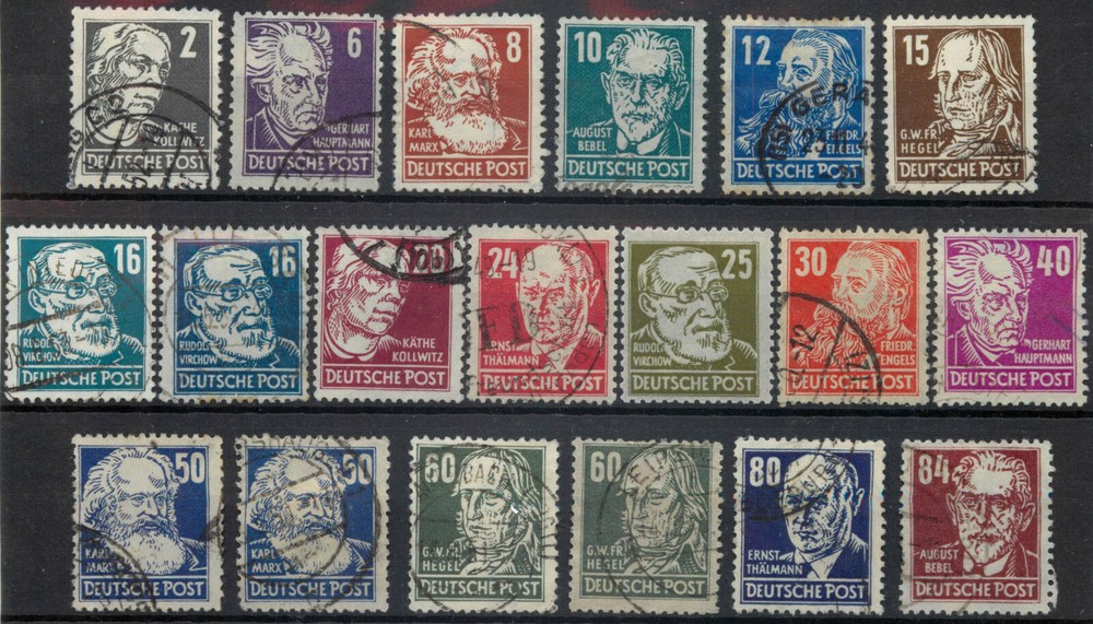 Germany: Russian Zone 1948 Politicians Artists Scientists set 19 (25pf MM) used