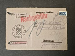Post Ww2 German Bayern Post Free Nachgebühr Revenue Cover Berlin Tax Stamp 1952