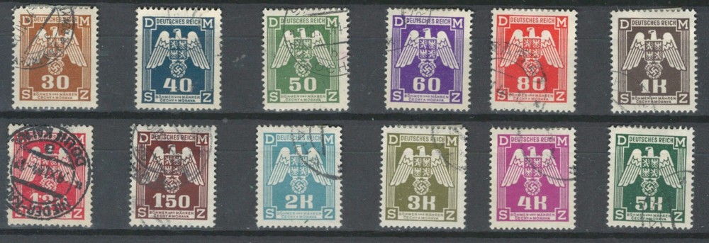 GERMANY BOHEMIA NATIONAL EMBLEMS WWII REICH USED SET STAMPS LOT (GER 236)