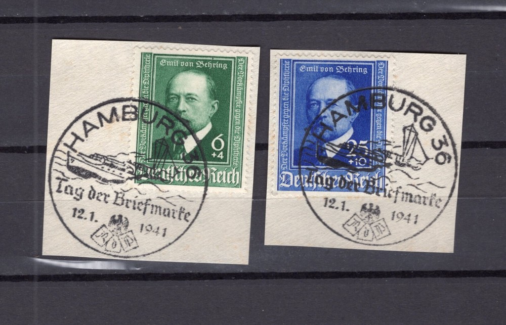 GERMANY 3rd REICH 1940 JUSTUS von BEHRING B186-B187 SUPERB USED ON PIECE #1
