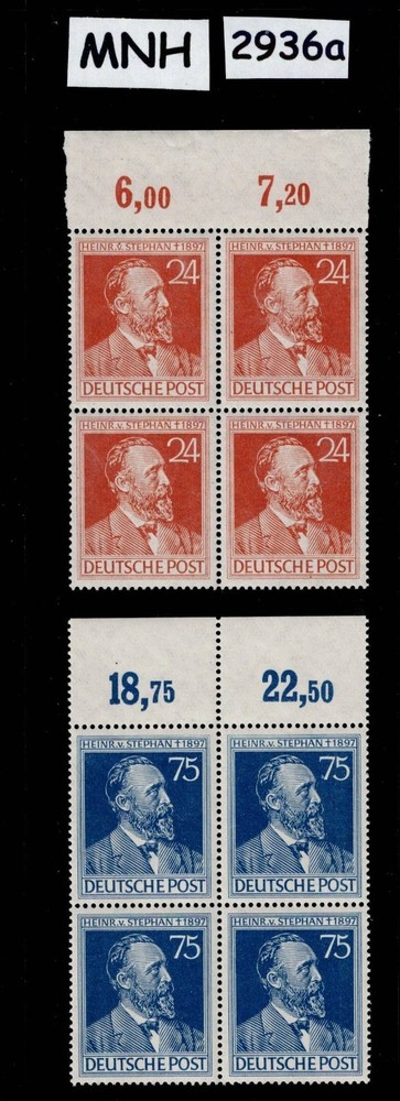 MNH Stamp block set 1947 Germany Sc 578-579 Heinrich von Stephan #2936a