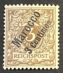 Travelstamps: GERMANY GERMAN MOROCCO STAMPS 3pf/3Cent Mint OG H UnWMK