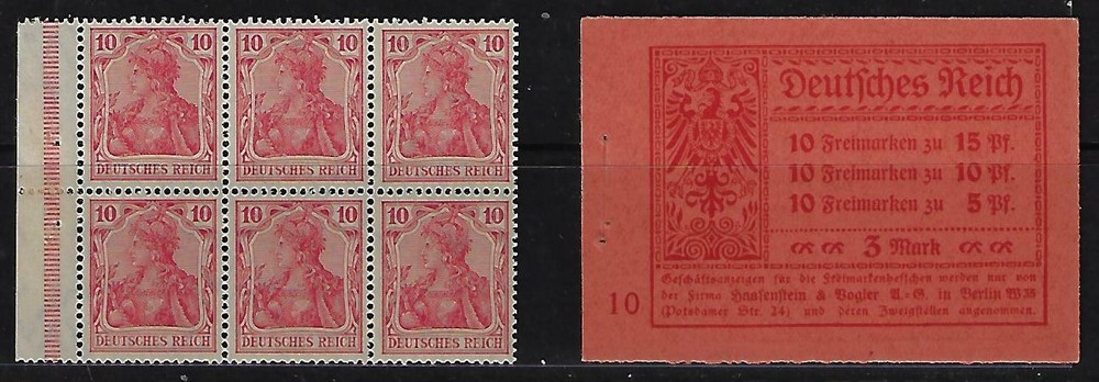 GERMANY 1906 SECOND BOOKLET PANE OF GERMANY Sc 83A NEVER HINGED SUPERB