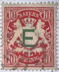 Travelstamps: 1908 Germany Bayern Railway Official Overprint Stamp #O3 Used 10pf