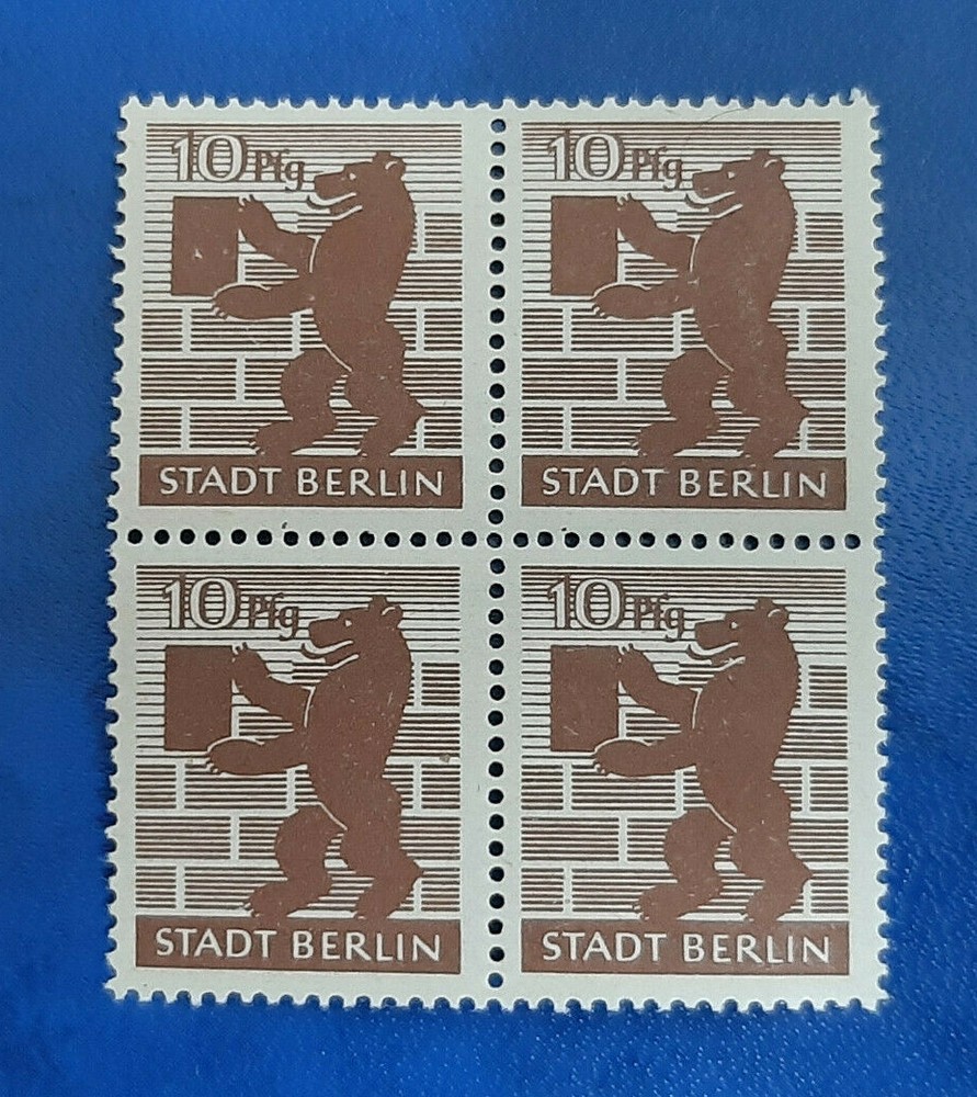 Germany Stamps Allied Occupation Berlin 4x 10 Pfennig Block SBZ Mi. Nr. 4 (19751