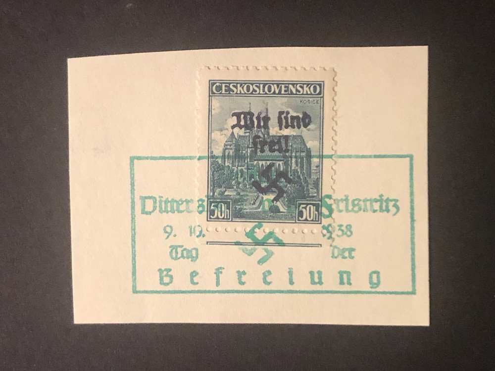 SUDETENLAND WWII-GERMAN OCC. Local ovpt DITTERSDORF GREEN stamp, on pap. #226