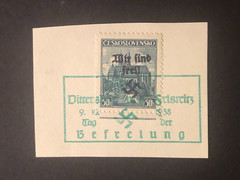 SUDETENLAND WWII-GERMAN OCC. Local ovpt DITTERSDORF GREEN stamp, on pap. #226