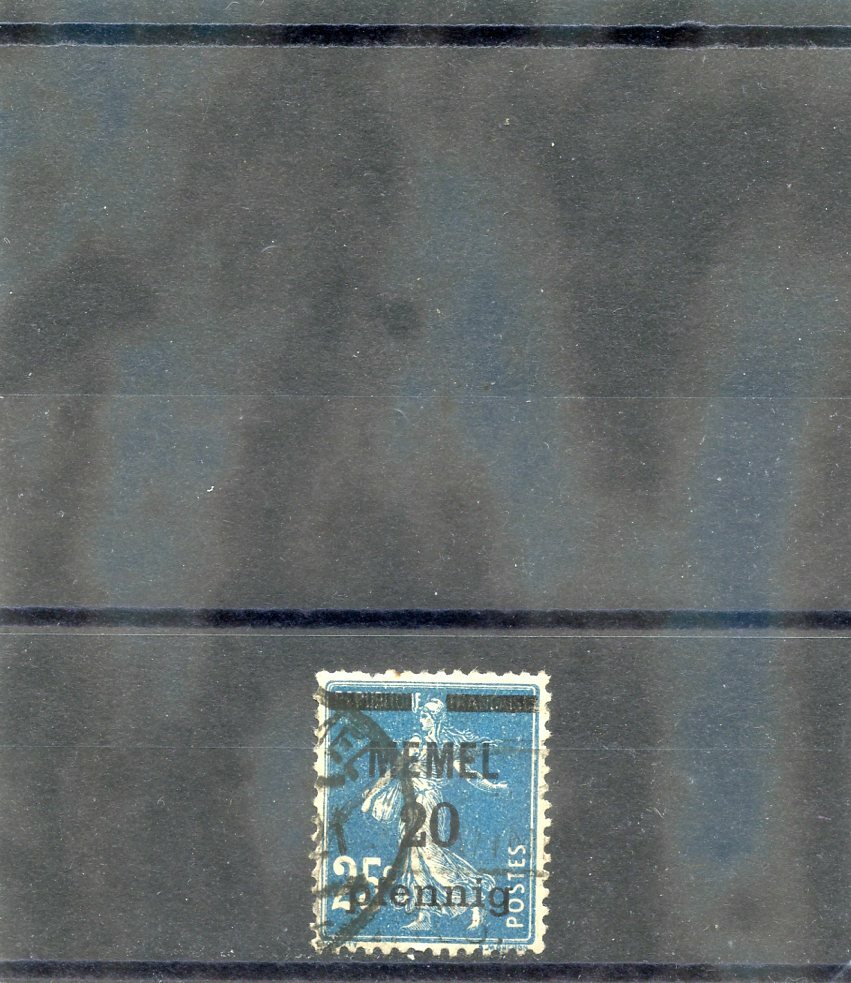 MEMEL Sc 20(MI 20a)F-VF USED 1920 20pf/25c BLUE $24