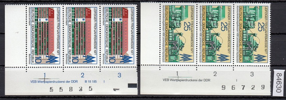 DDR 1977 Michel No. 2208+2209 DV FNr. I Corner Imprint Postfrisch