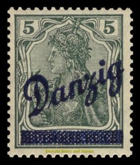 EBS Danzig 1920 – Germania diagonal overprint – 5 Pfennig – Michel 21 – MH*