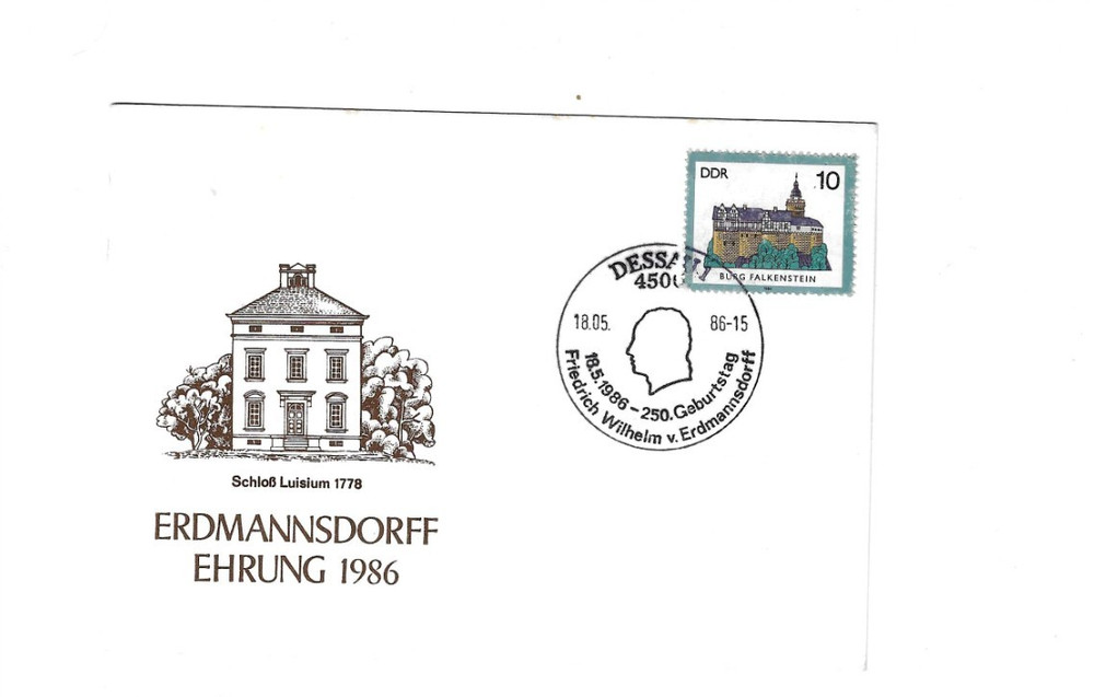 GERMANY 1986 Special Card with Special Cancel Dessau – Erdmannsdorff Geburtstag