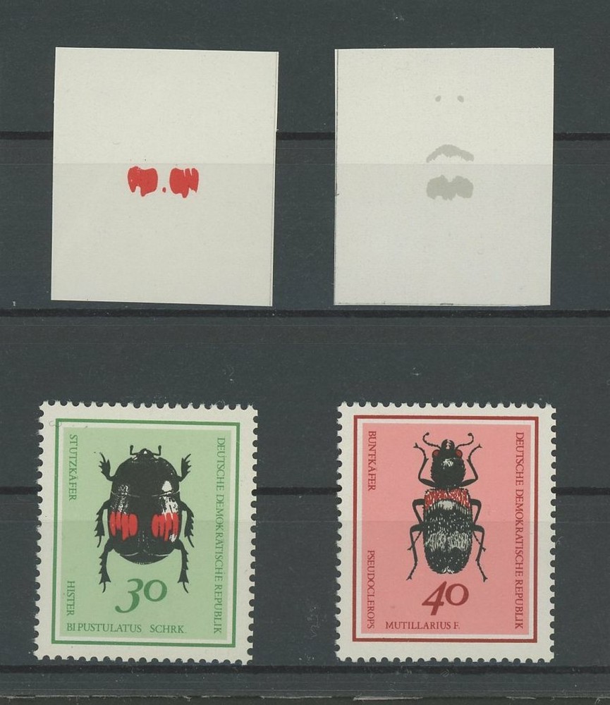 GERMANY GDR DDR PH INSECTS 1968 2 PHASENDRUCKE BEETLE PHASE PRINTS !! /m1868