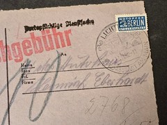 Post Ww2 German Bayern Post Free Nachgebühr Revenue Cover Berlin Tax Stamp 1952