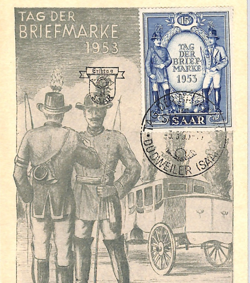 SAAR FDC *TAG DER BRIEFMARKE* 1953 Card Dudweiler First Day Germany XM105