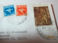 AIR MAIL SPECIAL DELIVERY POST MARK ENVELOPE. “ INDIA“ 3 STAMP.