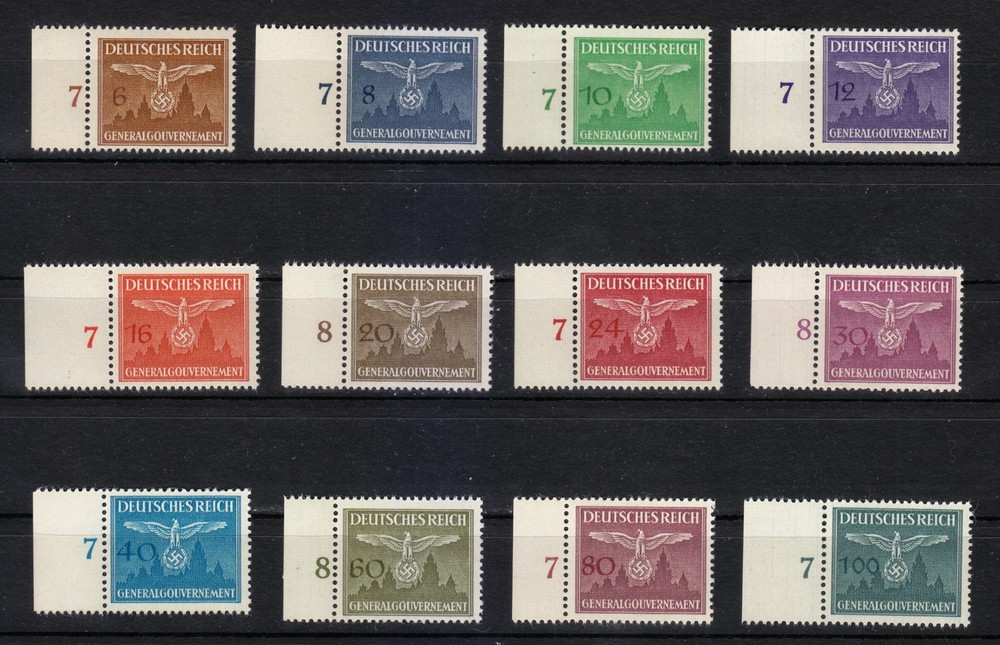 Poland Occupation 1943 MNH Mi 25-36 Sc NO25-NO36 Reich’s Eagle Cracow castle **