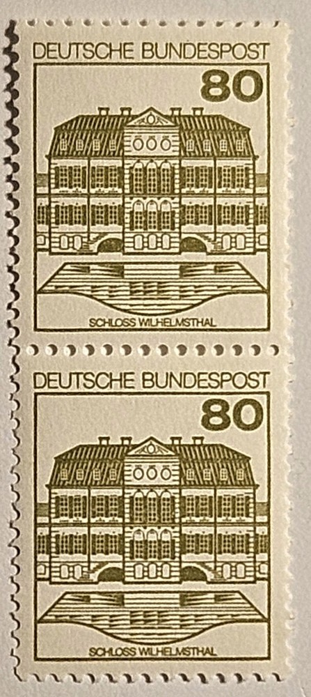 Germany 1982, Wilhelmsthal Castle, MINT, 80 Pfennig Vertical Pair, FAST Shipping