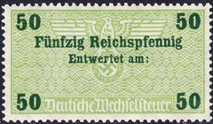 Stamp Germany Revenue WWII 3rd Reich Bill Exchange Fiscal Tax Selection 4 MNH