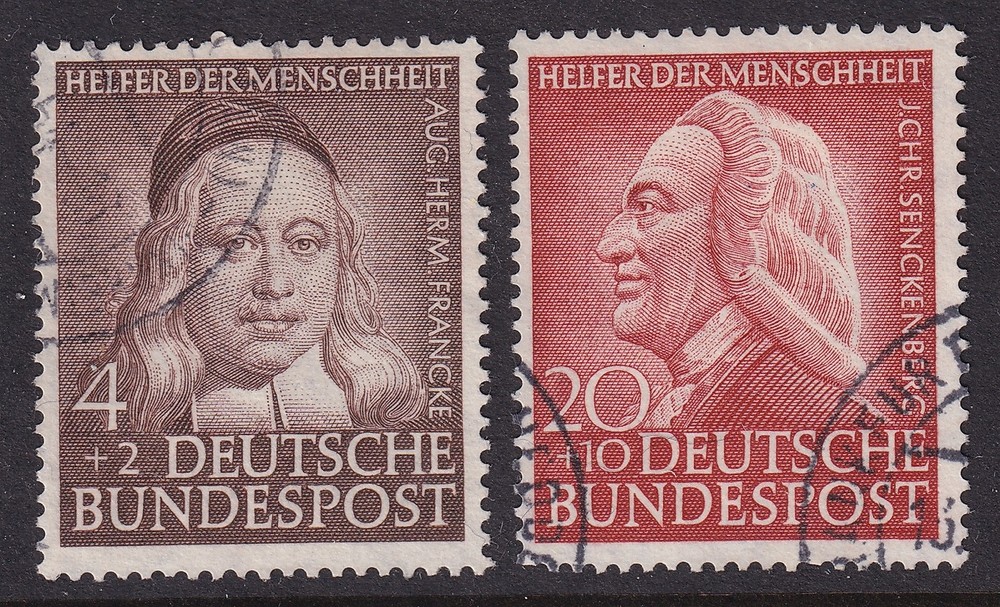 Lot Stamp Germany Mi 173,175 Post WWII 1953 Bundapost Francke Senckenberg U