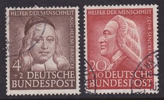 Lot Stamp Germany Mi 173,175 Post WWII 1953 Bundapost Francke Senckenberg U