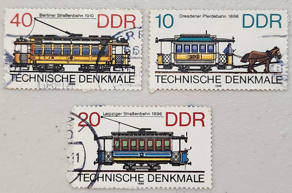 Germany -DDR OLD STAMPS 1986 Historical Tram Cars