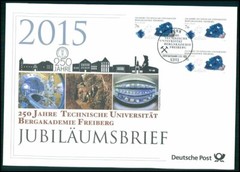 GERMAN POST ANNIVERSARY-FDC 2015 BERGAKADEMIE FREIBERG GEMS MINING