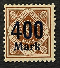 Travelstamps: 1923 WURTTEMBERG Stamps Sc# O75, 400 Mark Blue Official Overprint