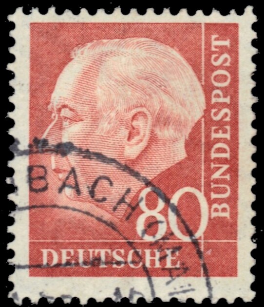 GERMANY 760 – President Theodor Heuss „1957 Red Orange“ (pc15889)