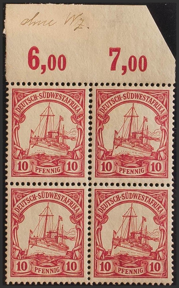 German Southwest Africa. ** MNH Yvert 15(4). 1900. 10 P Crimson Red, Block