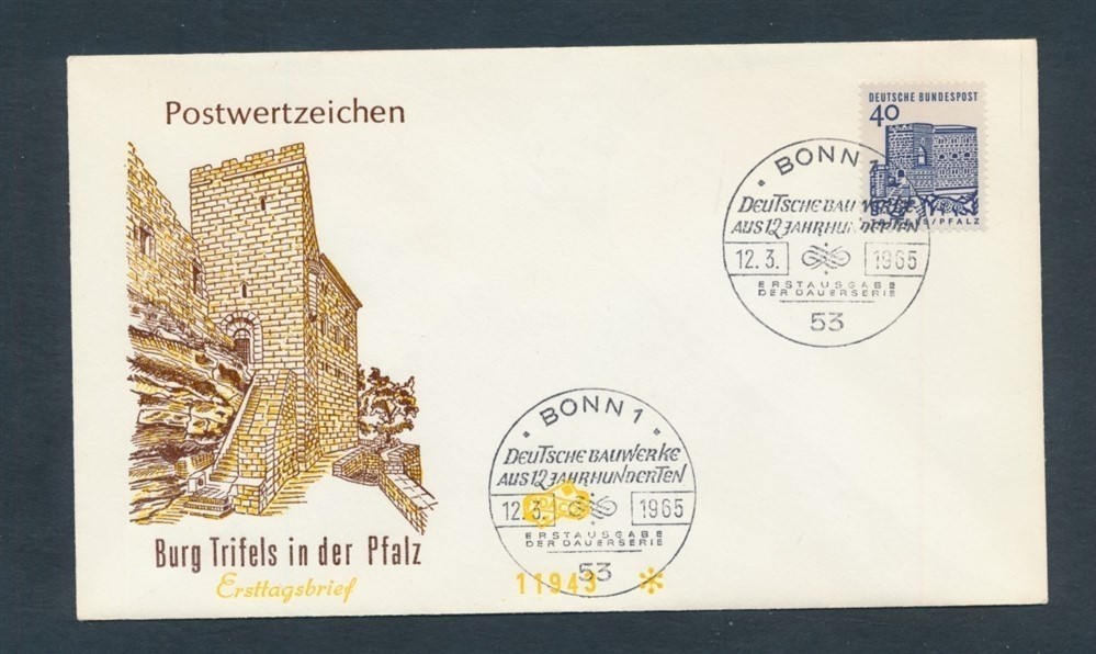 D489335 Germany FDC Burg Trifels Palatinate Deutsche Bauwerke 1965 FIDACOS