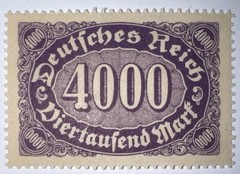 Travelstamps: 1922 Germany Stamps Deutsches Reich 4000 Mark Mi. Nr. 255 MOGNH
