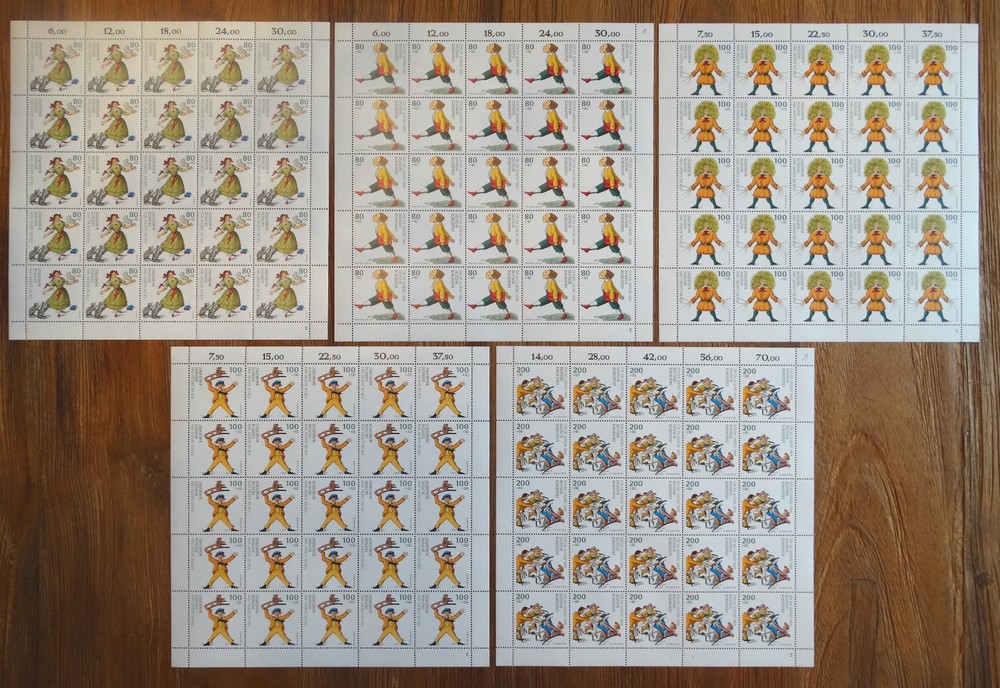 25 x Series No. 1726 – 1730 mint never hinged sheet Heinrich Hoffmann Mi. 375 Euro