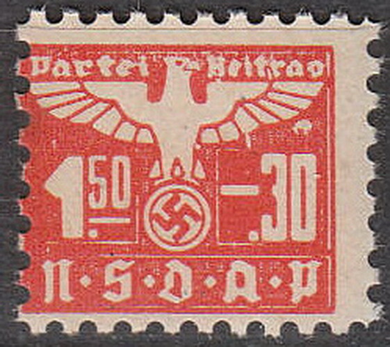 Stamp Germany Revenue WWII 1935 3rd Reich War Era Party Dues 0150.30 MNH