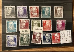 German DDR 1952 Mi 327-341 used 1952 MNH MH & used 4 cards