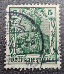 Stamp Germany Deutsches Reich Germania 5 Pfennig 1912 Mi. Nr. 85 [🇩🇪39673-15]