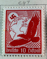 Germany lot of 9 Stamps 1934 Scott Cat C46-C54 Consecutive Air Post Mix CXL, MH
