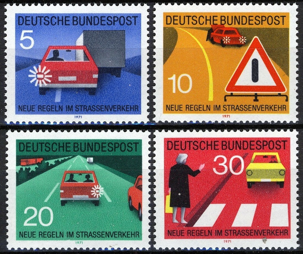 BRD 1971, New traffic regulations (II) set VF MNH, Mi 670-73 2,2€