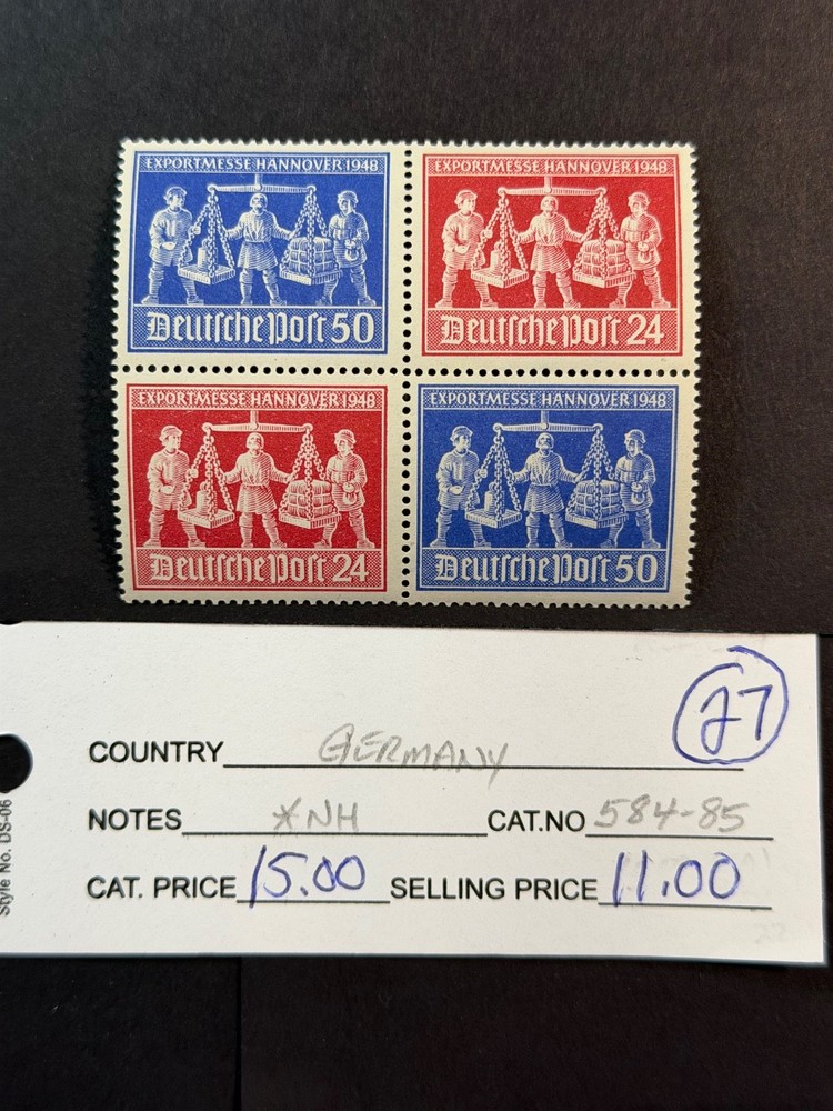 Germany # 584-585 MNH* Block of 4 2024 Scott Catalogue Value $ 15.00