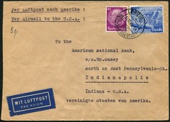 WWII Germany 1940 Airmail Cover Leipzig to USA Bank OKW Wehrmacht Censor