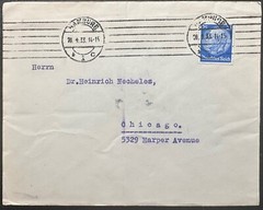 1933 Germany #395 on cover to US with official seals OS44.246(2),OSC6 *d2