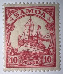 Travelstamps: GERMANY SAMOA STAMPS Kaiser’s Yacht 10Pf Mint Original Gum MNH WMK
