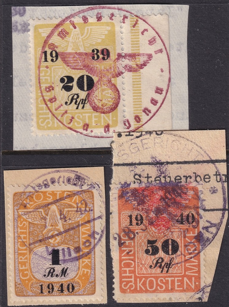 Lot Stamp Germany Poland Revenue 1939-40 WWII 3rd Reich Court Document Fee U 1