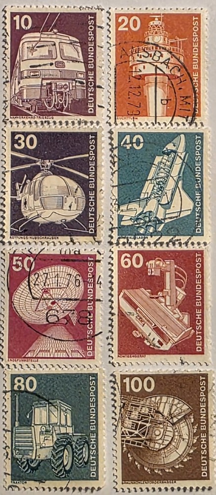 West Germany 1975, Industry & Technology, 9 Used Reg. Issues, Quick & FREE SHIP!