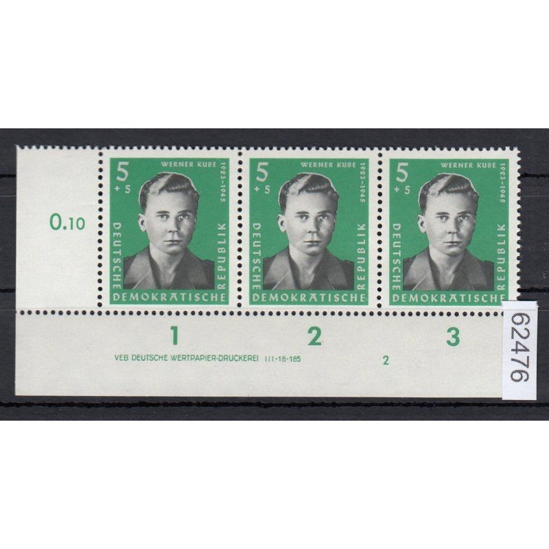 GDR 1961, Mi.-No.: 808 ** DV FN 2 Corner margin Print note