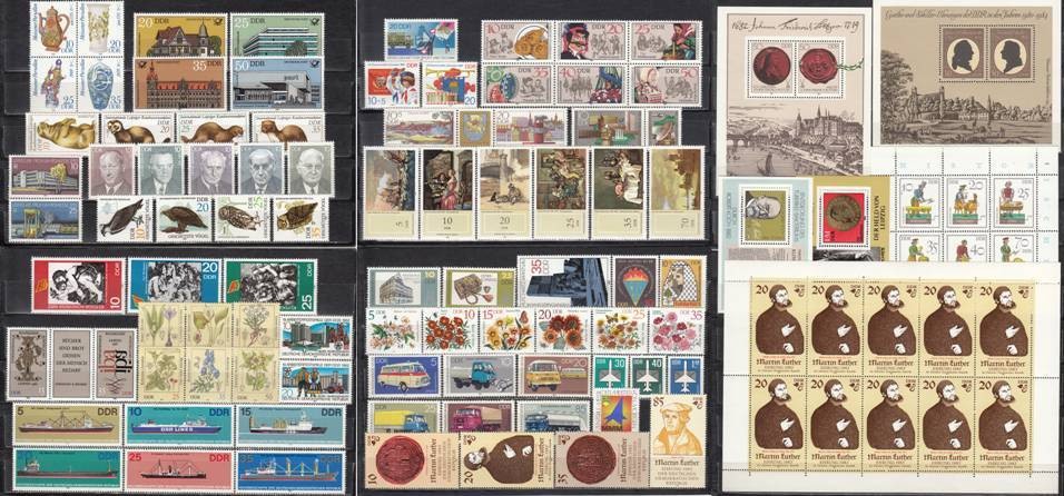 East Germany GDR DDR 1982 – complete year set + Luther minisheet – MNH
