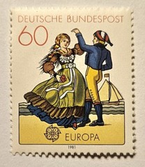 Germany 1981 EUROPA, Costumed Dancers, MINT, MNH, SC#1350, 60 Pfennig, Fast Ship